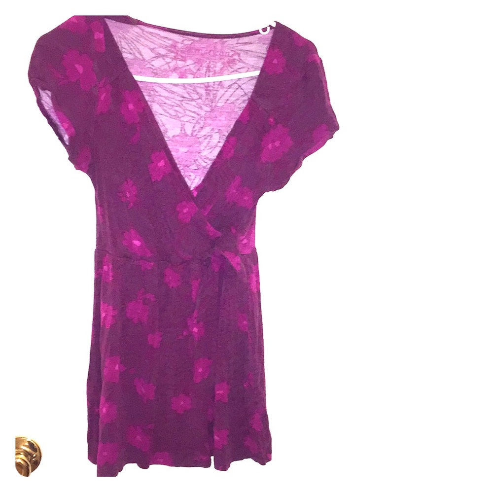 Purple twist tie purple floral top
